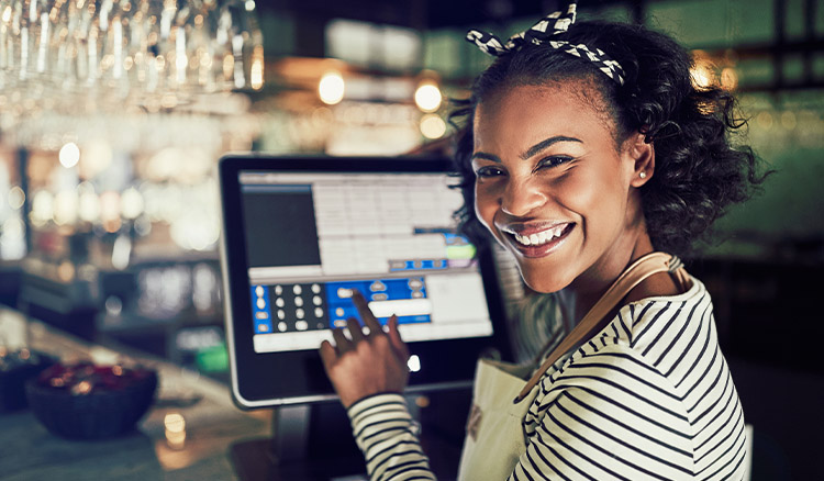 African American Female Working In Cafe